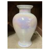 Vtg Pearlescent Opalescent Hand Blown Glass Vase +
