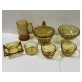 Collection of Amber Coloered Glassware