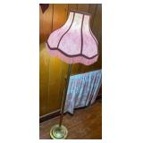 Brass Floor Lamp with Pink Fabric Shade