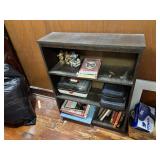 Wooden Bookshelf and Framed Artwork