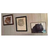 Three Pieces of Framed Wildlife Artwork