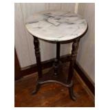 Marble Top Side Table with Wooden Base