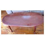 Oval Wooden Coffee Table with Cabriole Legs