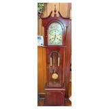 Mahogany-Style Grandfather Clock with Pendulum