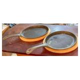 Two Cast Iron Sizzle Platters