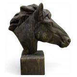 Vtg Large Horse Head Sculpture on Base