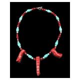 Vtg Coral & Turquoise Necklace