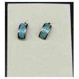 Vtg Sterling Silver Inlay Stud Earrings