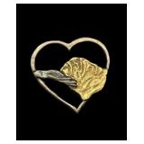 Heart-Shaped Bulldog Mixed Metal Pin