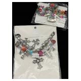 Cross Charm Necklace & Bracelet Set