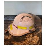 Vtg Fire Dept. Flag & Authentic Helmet
