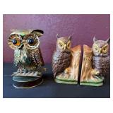 Vtg Owl Music Box 8ï¿½ï¿½/Bookends Set