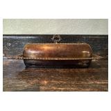 Vtg Silver on Copper Butter Dishï¿½7.25ï¿½ wide