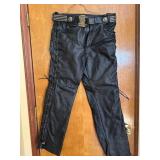 Vtg Leather Pants W/Beltï¿½size 36