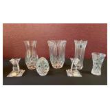 Vtg Crystal Vases and Candle Holders