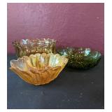 3 Vtg Iridescent Glass Bowlsï¿½largest 9ï¿½ Dia.