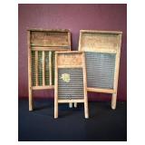 3 Vtg Wooden Washboardsï¿½largest 12.5x2x24