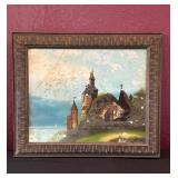 Vtg Framed Reverse Glassï¿½Paintingï¿½24.5ï¿½20.5