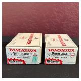 Winchester 9mm Luger Ammo, 2 Boxes