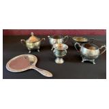 Vtg Silver Plated Tea Set with Mirror