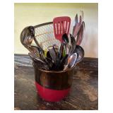 Kitchen Utensils in Crockï¿½7ï¿½ dia. 6ï¿½ tall