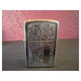 Vtg Silver-Tone Engraved Lighter