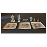Vtg Pewter Figurines and Trays