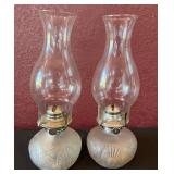 Vtg Frosted Glass Oil Lamps 13ï¿½ï¿½