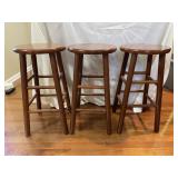 Set of 3 Wooden Stools