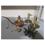 Vintage Oil Lamp, Vase, and Candlestick Holder