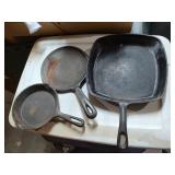 3 Cast Iron Pans