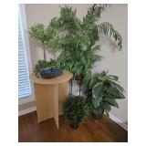 Plant Stand Table and Artifical Plants