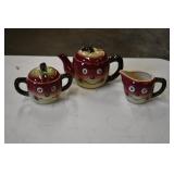 Vtg Ceramic Happy Apple Tea Set