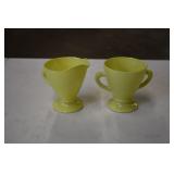 Hazel Atlas Moderntone Yellow Creamer & Sugar