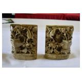 Vtg Pair Chinese Carved Soapstone Bookends/Statues Vtg Pair Chinese Carved Soapstone Bookends/Statues