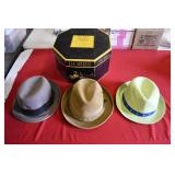 Lot of 3 Fedora Hats with Box