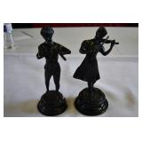 Pair of Smelter Musician Statues Pair of Smelter Musician Statues