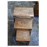 Set of 3 Vtg Acacia Wood Nesting Tables Set of 3 Vtg Acacia Wood Nesting Tables