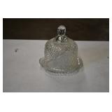 Vtg Crystal Glass Butter Dish