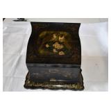 Ornate Black Laquer Hinged Wood Letter Box Ornate Black Laquer Hinged Wood Letter Box