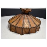 Vtg Handmade Leather Hanging Swag Lamp Shade Vtg Handmade Leather Hanging Swag Lamp Shade