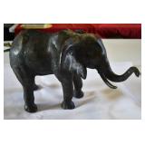 Vintage Metal Elephant Statue with Leather Padded Vintage Metal Elephant Statue with Leather Padded