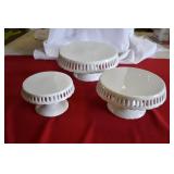Set of 3 Twos Co White Ceramic Cake Plates