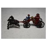 Vtg Cast Iron Horse Drawn Fire Pump Wagon Vtg Cast Iron Horse Drawn Fire Pump Wagon