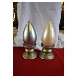 Pair of Ceramic Pedastals and Candles