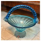 Blue Art Glass Basket Blue Art Glass Basket