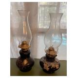 Vtg Floral Oil Lamps Vtg Floral Oil Lamps