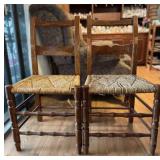 Vtg Wooden Chairs with Rattan Seats Vtg Wooden Chairs with Rattan Seats