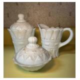 Vtg Kemple Lace and Dewdrop Milk Glass Vtg Kemple Lace and Dewdrop Milk Glass
