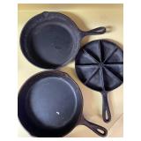 3 Vtg Cast Iron Skillets 3 Vtg Cast Iron Skillets